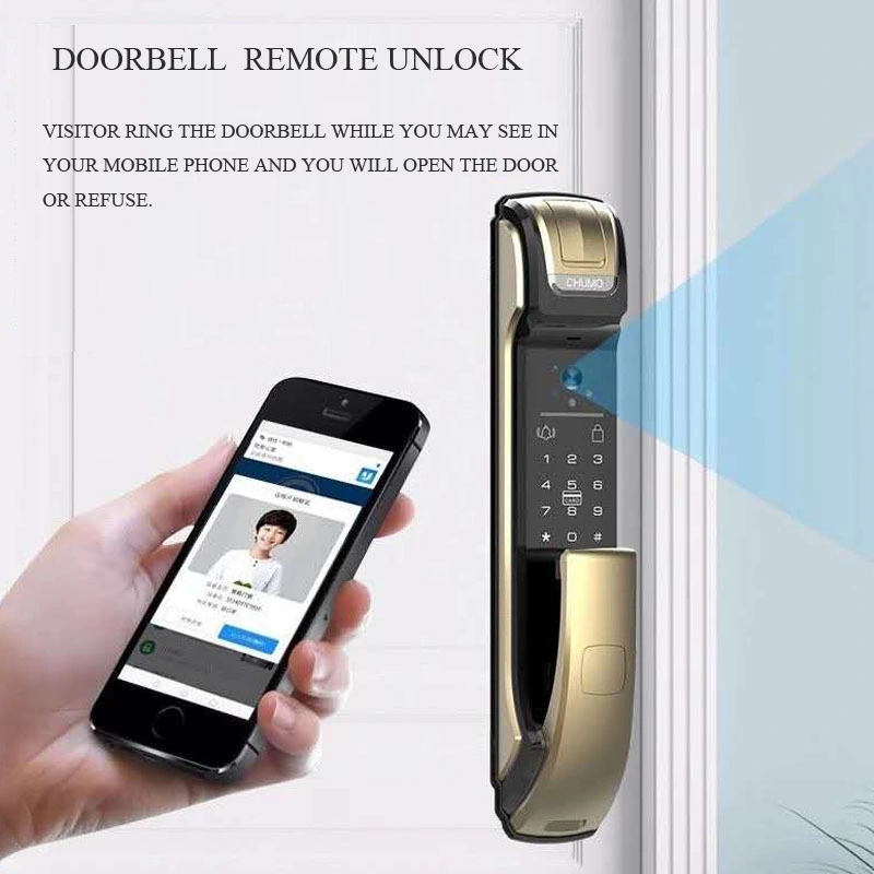 4.5“ HD Screen Visible Fingerprint Smart Door Lock with Floor Light