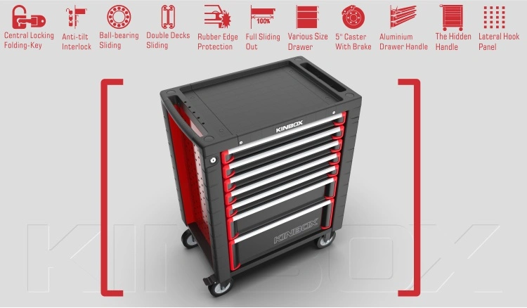 Kinbox Hand Tool Set Storage Cabinet Trolley with 250 PCS Tools