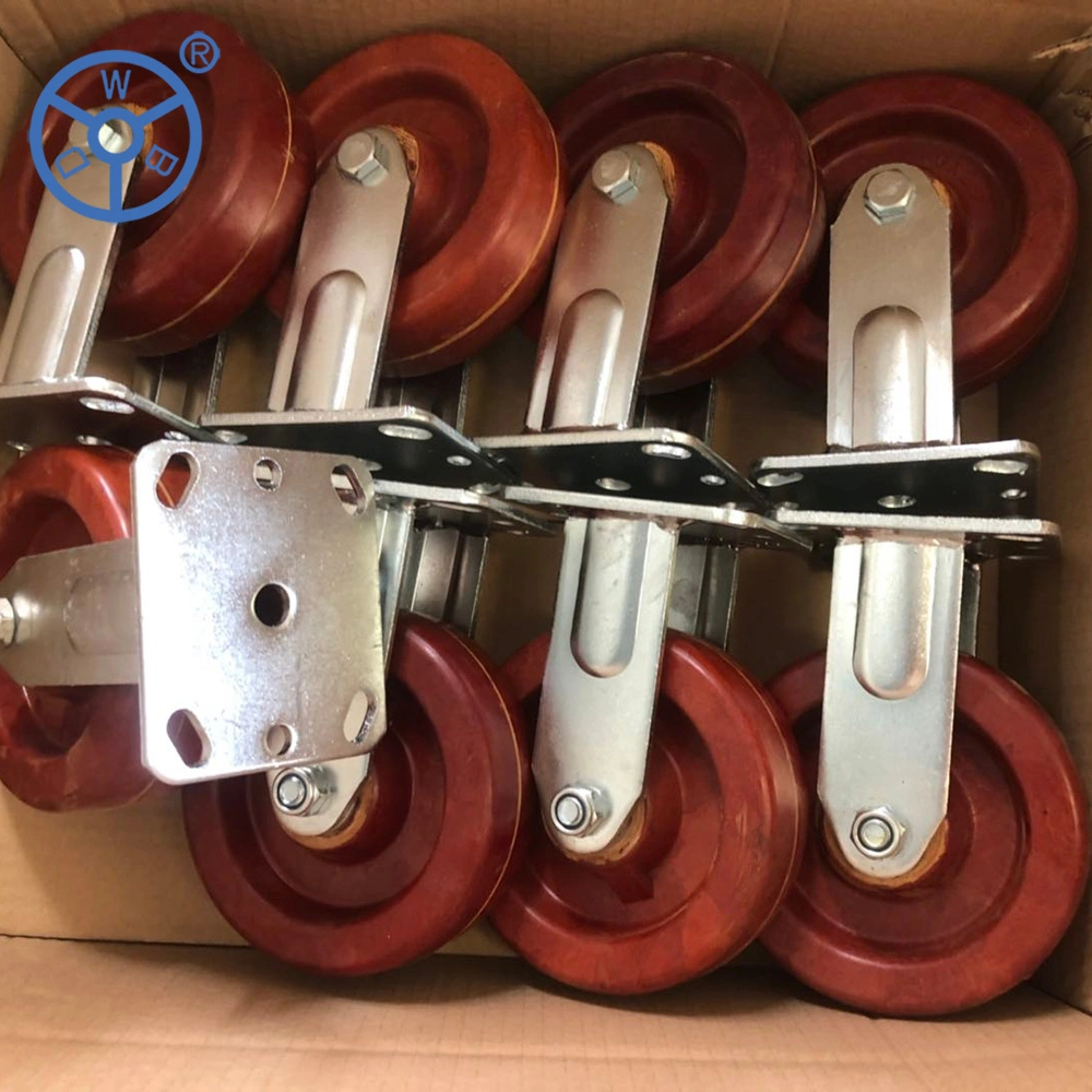 Wbd Factory Top Plate Swivel Double Brake Heavy Duty High Temperature Castors and Wheels Phenolic Wheel with Plain Bearing