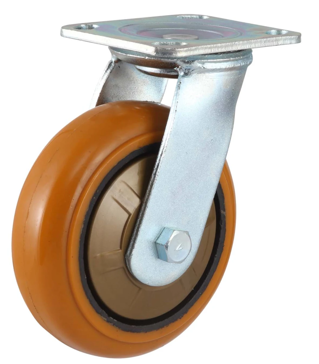 4 Inch - 8inch Swivel Plate PU on Cast Iron Heavy Duty Caster