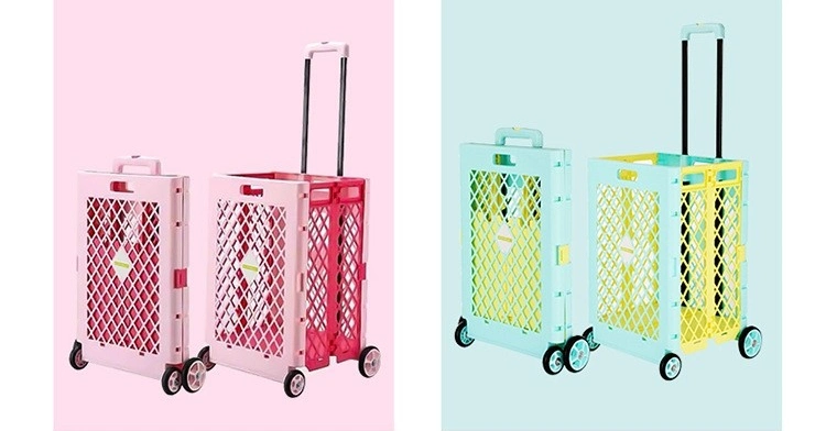 Shopping Outing Plastic Storage Hand Trolley Cartv