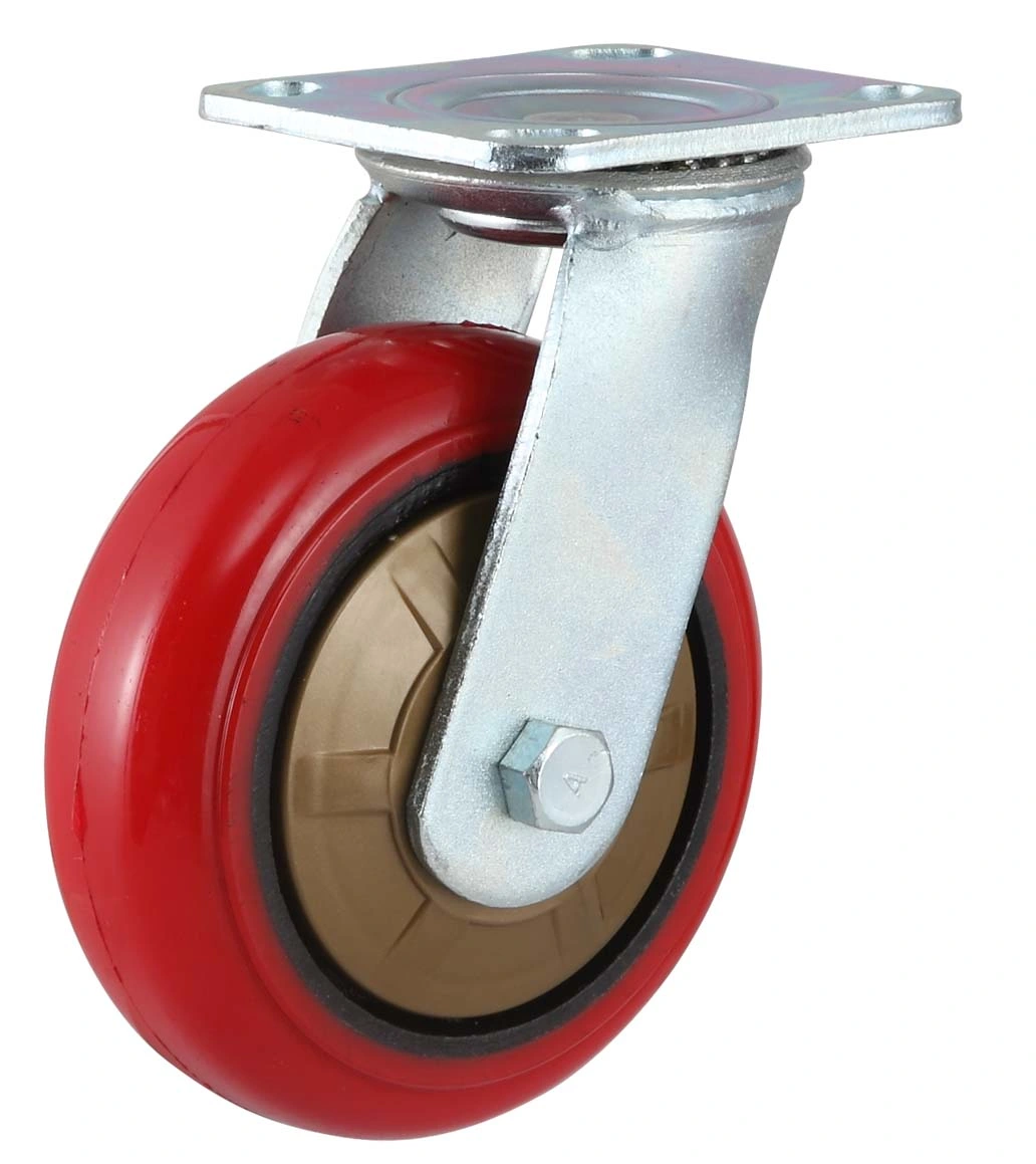 4 Inch - 8inch Swivel Plate PU on Cast Iron Heavy Duty Caster